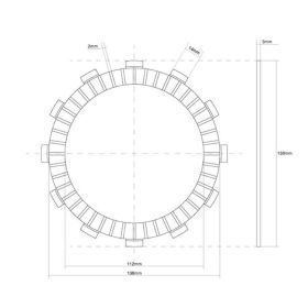 Disco frizione FCC guarnito 12 Denti D. interno 150mm Esterno 112mm