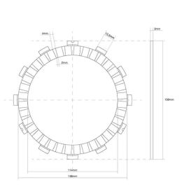 Disco frizione FCC guarnito 12 Denti D. interno 150mm per KAWASAKI KX 500