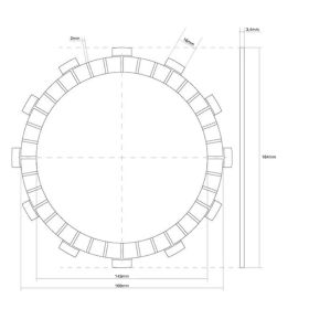 Disque d'embrayage FCC doublé 12 dents diamètre intérieur 184 mm diamètre extérieur 143 mm