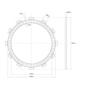 Garniture disque d'embrayage FCC 12 dents diamètre intérieur 152 mm diamètre extérieur 119 mm
