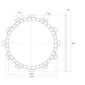 Disco frizione FCC guarnito 12 Denti D. interno 166mm Esterno 135mm