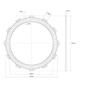 Joint disque d'embrayage FCC 12 dents diamètre intérieur 161 mm diamètre extérieur 126 mm