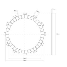 Joint de disque d'embrayage FCC 12 dents diamètre intérieur 155 mm pour YAMAHA