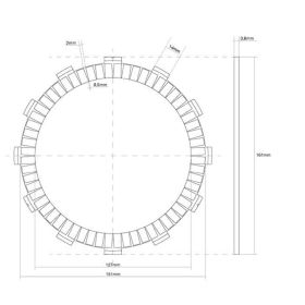 Gasket disque d'embrayage FCC 12 dents diamètre intérieur 161 mm diamètre extérieur 127 mm