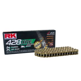 Kit de transmission RK chaîne XRE or 136 maillons 428 pignon noir 58T 14T