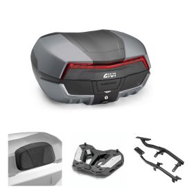 GIVI MAXIA 5 Red Graphite Top Case Kit 58L for VOGE VALICO DSX RALLY