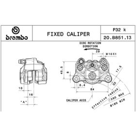 BREMBO fixed brake caliper 20B85113 gold 32mm piston 84mm spacing