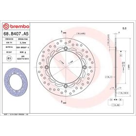 Disque de frein fixe BREMBO 68B407A5 Série Gold D.256 épaisseur 4mm 4 trous pour HONDA