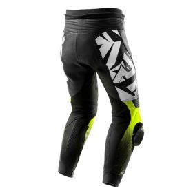 Pantaloni moto uomo in pelle REBELHORN INFERNO neri/giallo fluo