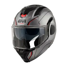 Casco modulare reversibile GIVI X36 Fiber Pulse titanio nero rosso