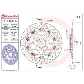 BREMBO schwimmende Bremsscheibe 78B40827 Gold-Serie D.296 Dicke 5mm 6 Löcher für HONDA