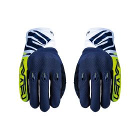 Motocross Gloves FIVE E3 EVO Summer Evo Fluo Yellow Blue