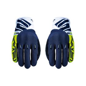 Guanti Motocross FIVE E3 EVO Estivi Blue Giallo Fluo