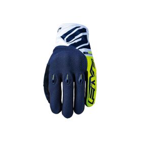 Guanti Motocross FIVE E3 EVO Estivi Blue Giallo Fluo