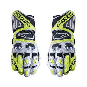 Motorcycle Gloves FIVE RFX1 Summer Leather White Fluo Yellow