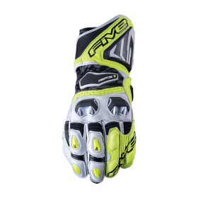 Motorcycle Gloves FIVE RFX1 Summer Leather White Fluo Yellow