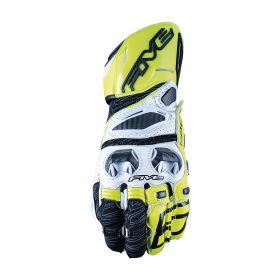 Motorrad-Handschuhe FIVE RFX RACE Sommer Leder Weißes Fluo-Gelb