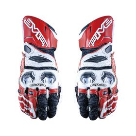 Motorcycle Gloves FIVE RFX RACE Summer Leather White Red