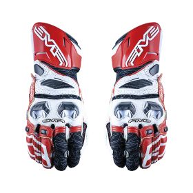 Motorcycle Gloves FIVE RFX RACE Summer Leather White Red