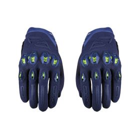 Motorcycle Gloves FIVE STUNT EVO2 Summer Night Blue Fluo Yell