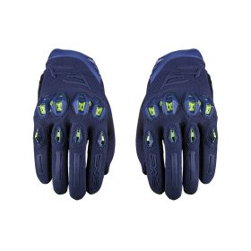 Guanti Moto FIVE STUNT EVO2 Estivi Blu Notte Giallo Fluo