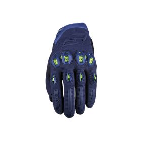 Guanti Moto FIVE STUNT EVO2 Estivi Blu Notte Giallo Fluo