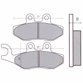 GALFER Motorrad Sportbremsbeläge S51 Abmessungen 96,9x41,2x9 mm und 77x41,2x9 mm