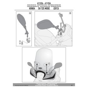 Windschutzscheiben-Montageset für 1125A für HONDA SH Mode 125