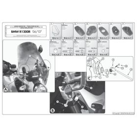 Kit attacchi parabrezza per 147A per BMW R 1200 R