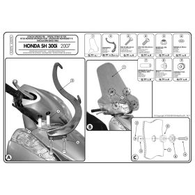 Kit attacchi parabrezza per 307A/308A per HONDA SH 300i