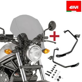 GIVI COMPLETE KIT OF BRACKETS AL1160A + WINDSHIELD 140S FOR HONDA REBEL 500