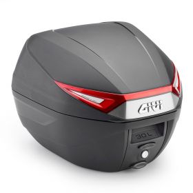 GIVI C30 UNIVERSAL MONOLOCK TOP CASE 30 LITERS BLACK RED WITH PLATE