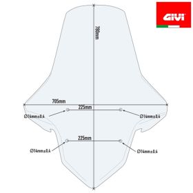 GIVI KOMPLETTES KIT KLEMMEN D7056KIT + WINDSCHUTZ 7056DT SYM CRUISYM 300 2017