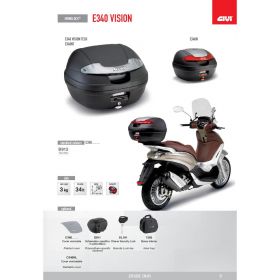 MOTORCYCLE SCOOTER TOP CASE GIVI E340NT VISION WITH MONOLOCK PLATE 34 LITERS