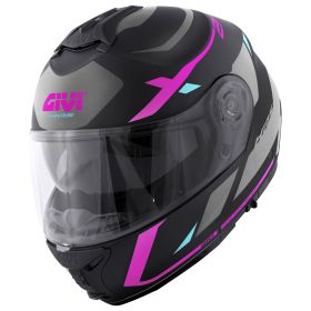 Casco Modulare GIVI X21 EVO Number Lady Nero Opaco Titanio Rosa