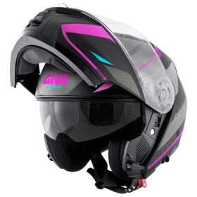 Casco Modulare GIVI X21 EVO Number Lady Nero Opaco Titanio Rosa