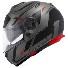 Casco Modulare GIVI X21 Evo Number Titanio Opaco Nero Rosso