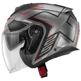 Casco jet urbano GIVI X25 Trace titanio nero rosso
