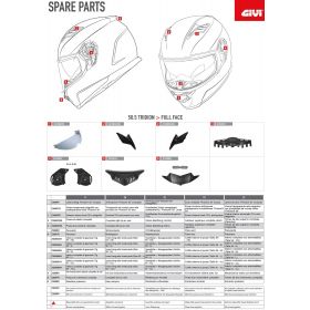 GIVI SPARE PART Z250556R - COMPLETE INNER LINING WITH CHEEK PADS