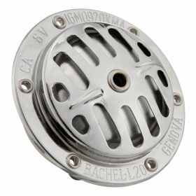 Clacson GRABOR 6V Cromo 72 mm con fissaggio a 6 fori per modelli senza batteria