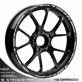 SET ADESIVI RUOTA SPORT BIANCO ARGENTO PER