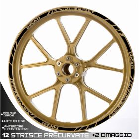 RIM WHEEL STICKERS DECALS SPORT LINE BLACK FOR DUCATI MONSTER 696
