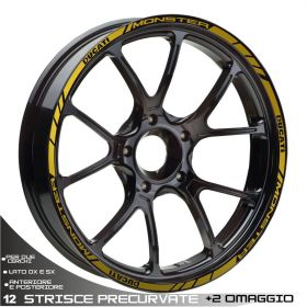 RIM WHEEL STICKERS DECALS SPORT LINE GOLD FOR DUCATI MONSTER 696