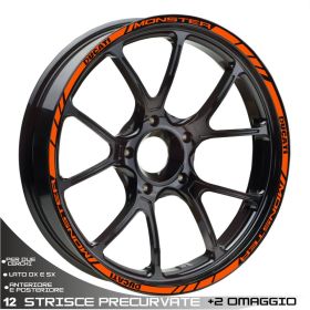 RIM WHEEL STICKERS DECALS SPORT ORANGE FOR DUCATI MONSTER 696