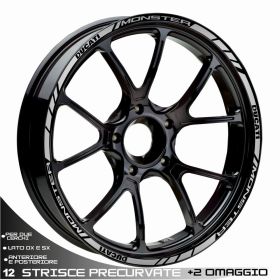 RIM WHEEL STICKERS DECALS SPORT SILVER FOR DUCATI MONSTER 696