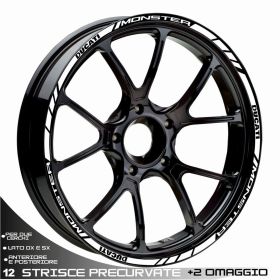 RIM WHEEL STICKERS DECALS SPORT LINE WHITE FOR DUCATI MONSTER 696