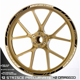 RIM WHEEL STICKERS SPORT WHITE BLACK FOR DUCATI MONSTER 696
