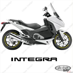 RIM WHEEL STICKERS SPORT WHITE YELLOW FOR HONDA INTEGRA 700 750