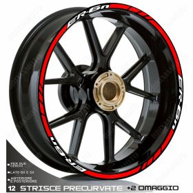 RIM WHEEL STICKERS DECALS SPORT WHITE RED FOR 650 ER6N ER6-N ER 6 N