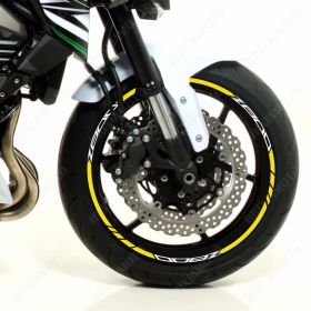 ENSEMBLE ADHESIFS ROUE SPORT BLANC JAUNE POUR KAWASAKI Z ADS 800